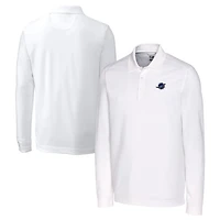 Men's Cutter & Buck White Miami Dolphins Big Tall Advantage Tri-Blend Pique Long Sleeve Polo