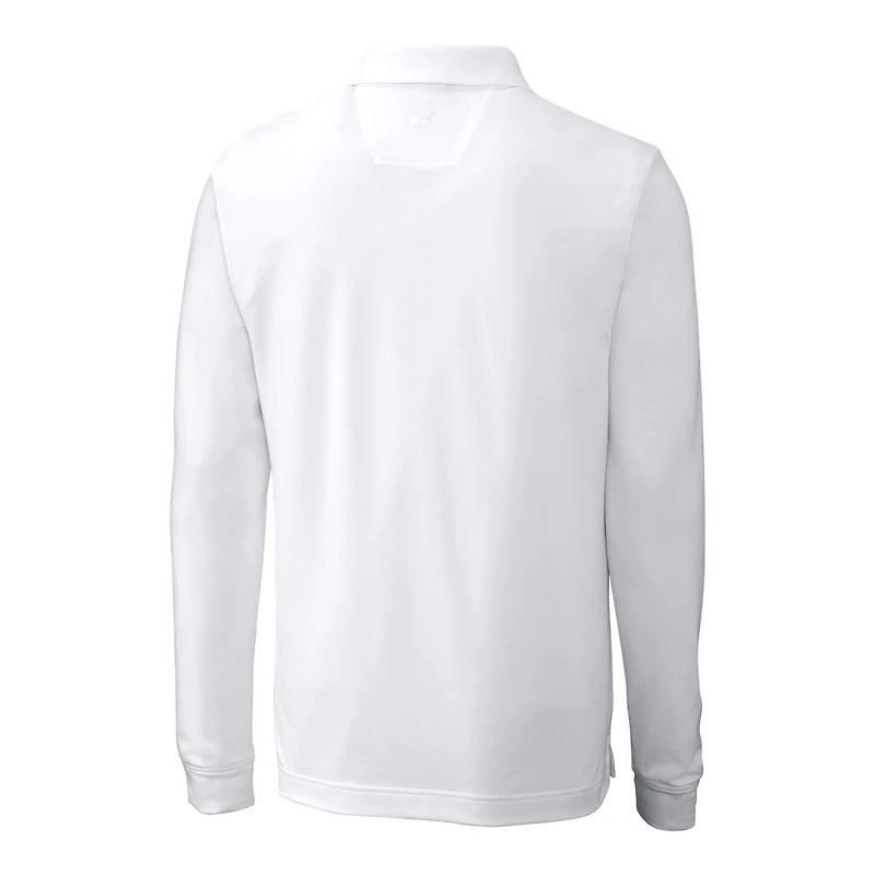 Men's Cutter & Buck White Miami Dolphins Big Tall Advantage Tri-Blend Pique Long Sleeve Polo