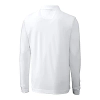 Men's Cutter & Buck White Miami Dolphins Big Tall Advantage Tri-Blend Pique Long Sleeve Polo