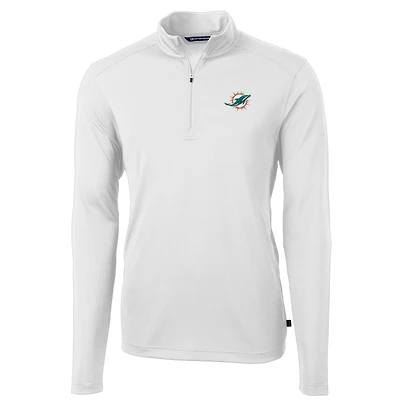 Veste à enfiler Virtue Eco Pique blanche quart de zip pour homme, coupe Cutter & Buck, des Dolphins Miami, grande taille