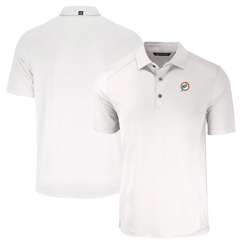 Polo blanc recyclé Forge Throwback pour homme Cutter & Buck des Dolphins de Miami