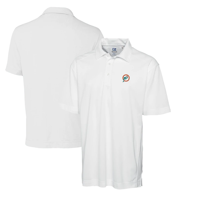 Polo blanc texturé uni avec logo rétro des Dolphins de Miami pour homme Cutter & Buck