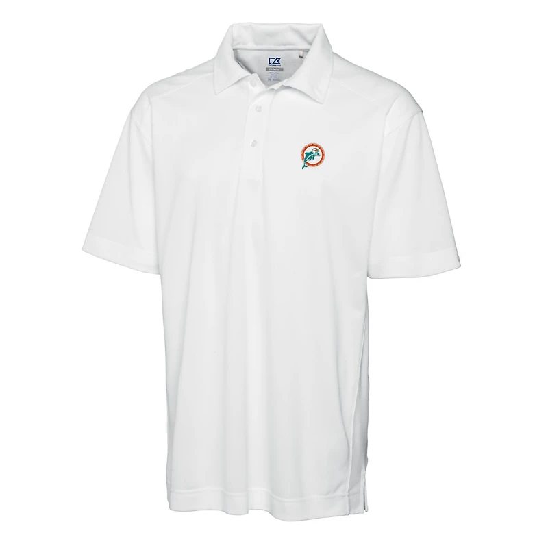 Polo blanc texturé uni avec logo rétro des Dolphins de Miami pour homme Cutter & Buck