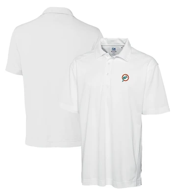 Polo blanc texturé uni avec logo rétro des Dolphins de Miami pour homme Cutter & Buck