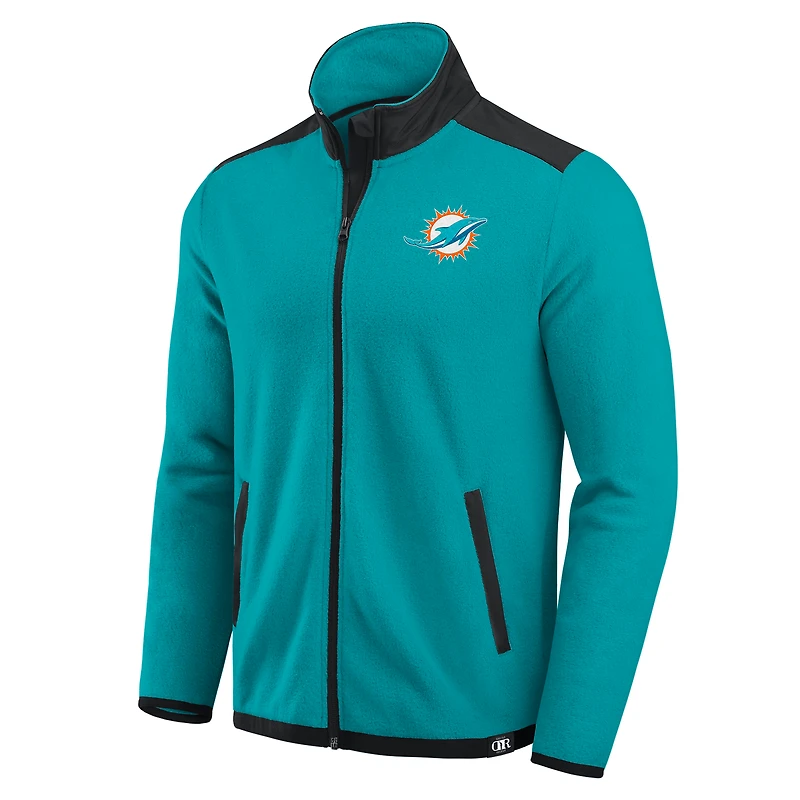 Men's Darius Rucker Collection by Fanatics Aqua Miami Dolphins Color Block Polar Fleece Full-Zip Jacket