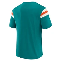 T-shirt rayé à épaules dénudées et effet vieilli pour homme, collection Darius Rucker par Fanatics, motif Miami Dolphins, Aqua