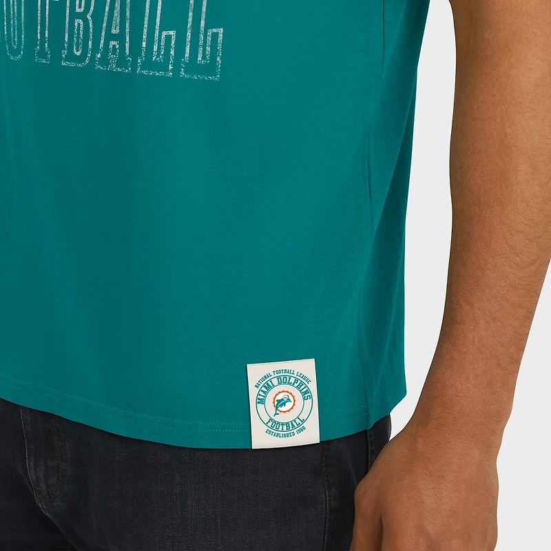 T-shirt rayé à épaules dénudées et effet vieilli pour homme, collection Darius Rucker par Fanatics, motif Miami Dolphins, Aqua