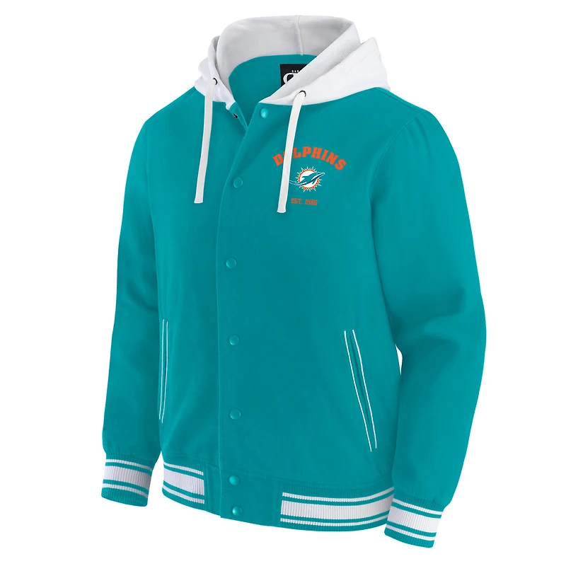 Veste à capuche boutons-pression pour homme de la collection Darius Rucker Fanatics Aqua Miami Dolphins
