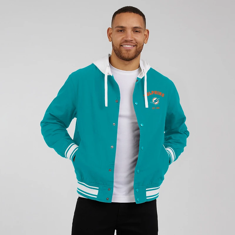 Veste à capuche boutons-pression pour homme de la collection Darius Rucker Fanatics Aqua Miami Dolphins