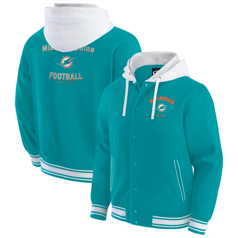 Veste à capuche boutons-pression pour homme de la collection Darius Rucker Fanatics Aqua Miami Dolphins