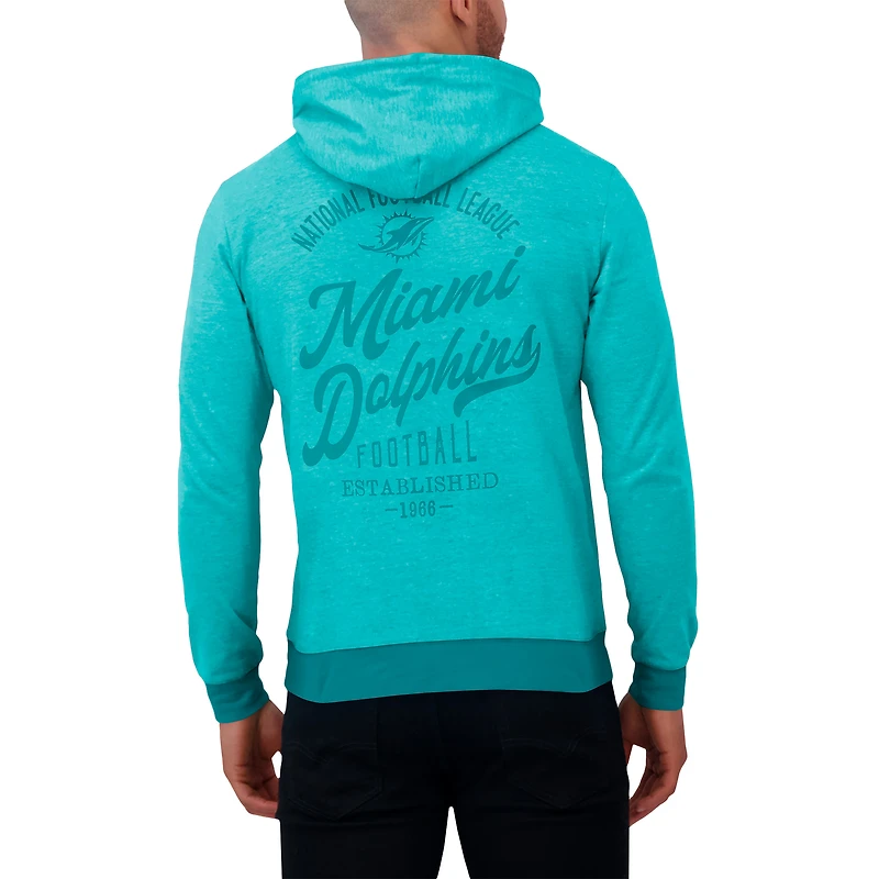 Men's Darius Rucker Collection by Fanatics Aqua Miami Dolphins Tonal Knit Pullover Hoodie