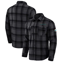 Chemise boutonnée décontractée à carreaux tri-blend pour homme Darius Rucker Collection by Fanatics, noire, des Dolphins de Miami