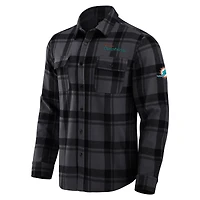 Chemise boutonnée décontractée à carreaux tri-blend pour homme Darius Rucker Collection by Fanatics, noire, des Dolphins de Miami