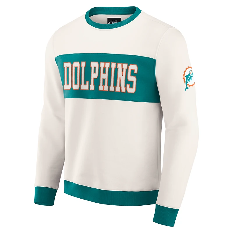 Men's Darius Rucker Collection by Fanatics  Cream Miami Dolphins Colorblock Pullover Sweatshirt