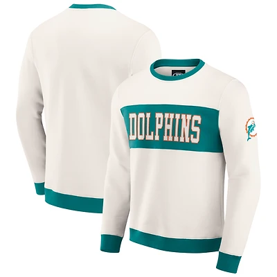 Men's Darius Rucker Collection by Fanatics  Cream Miami Dolphins Colorblock Pullover Sweatshirt
