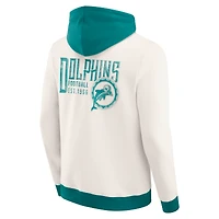 Men's Darius Rucker Collection by Fanatics Cream Miami Dolphins Distressed Graphics Full-Zip Hoodie
