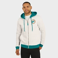 Men's Darius Rucker Collection by Fanatics Cream Miami Dolphins Distressed Graphics Full-Zip Hoodie