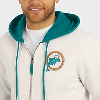 Men's Darius Rucker Collection by Fanatics Cream Miami Dolphins Distressed Graphics Full-Zip Hoodie