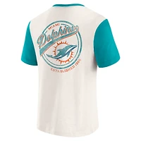 T-shirt Henley à poche colorblock crème Darius Rucker Collection by Fanatics pour homme, Miami Dolphins
