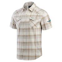 Men's Darius Rucker Collection by Fanatics Gray Miami Dolphins Plaid Full-Snap Shirt