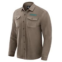 Chemise boutonnée confortable en polaire marron clair des Dolphins de Miami pour homme la collection Darius Rucker par Fanatics