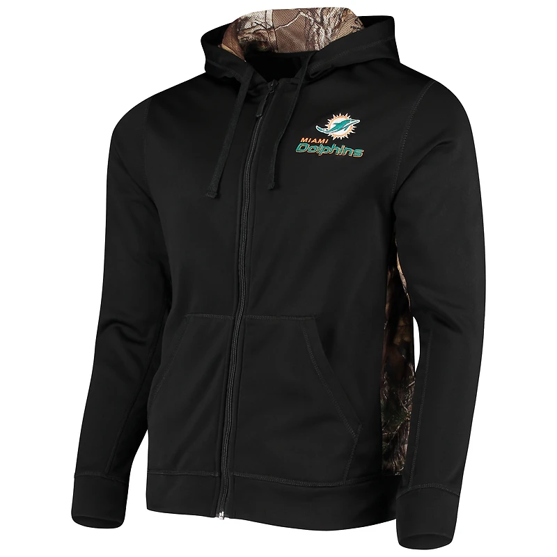 Sweat à capuche entièrement zippé en molleton technique Dunbrooke Camo Miami Dolphins Decoy pour hommes, noir/Realtree
