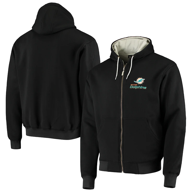 Pull à capuche zippé entièrement Dunbrooke Miami Dolphins Craftsman noir pour homme