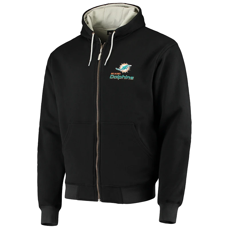 Pull à capuche zippé entièrement Dunbrooke Miami Dolphins Craftsman noir pour homme