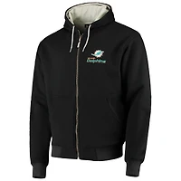 Men's Dunbrooke Black Miami Dolphins Craftsman Thermal-Lined Full-Zip Hoodie