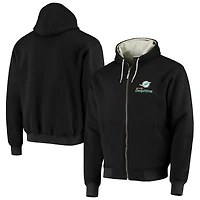 Pull à capuche zippé entièrement Dunbrooke Miami Dolphins Craftsman noir pour homme