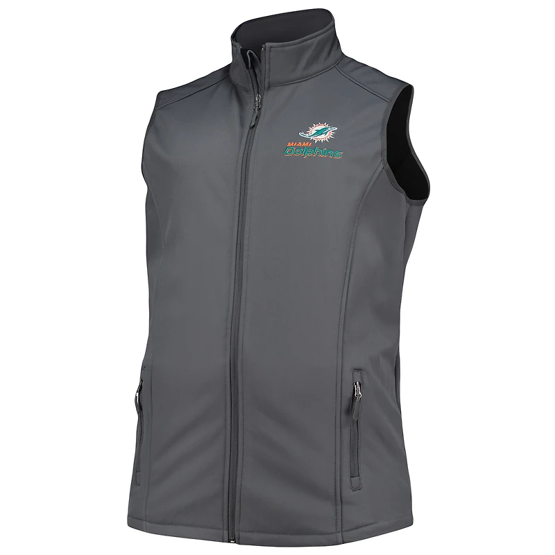 Men's Dunbrooke Charcoal Miami Dolphins Big & Tall Archer Softshell Full-Zip Vest
