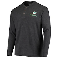 Men's Dunbrooke Charcoal Miami Dolphins Logo Maverick Thermal Henley Long Sleeve T-Shirt
