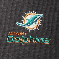 Men's Dunbrooke Charcoal Miami Dolphins Logo Maverick Thermal Henley Long Sleeve T-Shirt