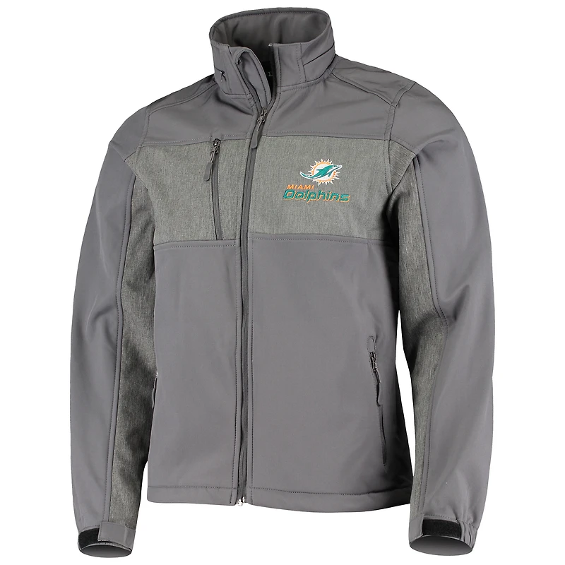 Veste Dunbrooke Graphite Miami Dolphins Circle Zephyr Softshell Full-Zip pour homme