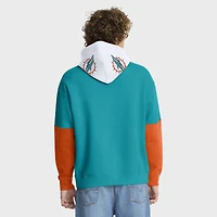 Sweat à capuche Fanatics Aqua/Orange pour homme avec casque des Dolphins de Miami