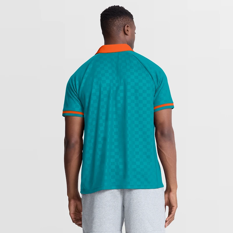 Polo raglan à col en V Fanatics Aqua/Orange Miami Dolphins Homerun pour homme