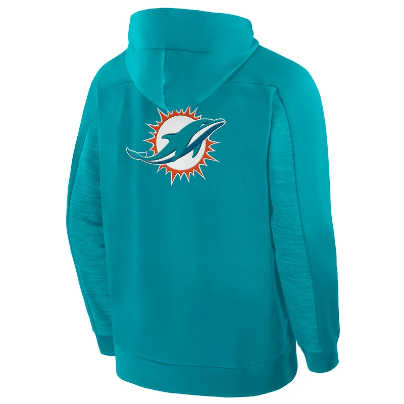 Men's Fanatics Aqua Miami Dolphins Checkdown Pass Full-Zip Hoodie