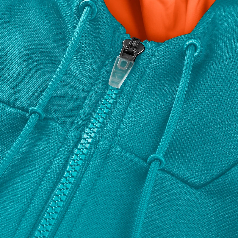 Men's Fanatics Aqua Miami Dolphins Checkdown Pass Full-Zip Hoodie