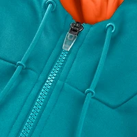 Men's Fanatics Aqua Miami Dolphins Checkdown Pass Full-Zip Hoodie