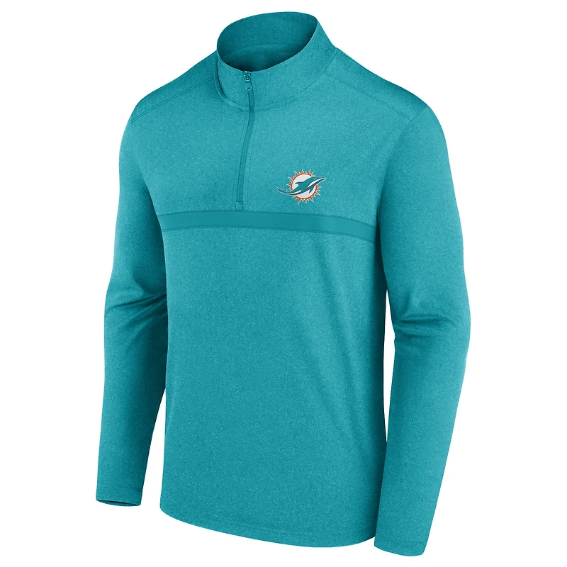 Pull Fanatics Aqua Miami Dolphins à quart de zip pour homme