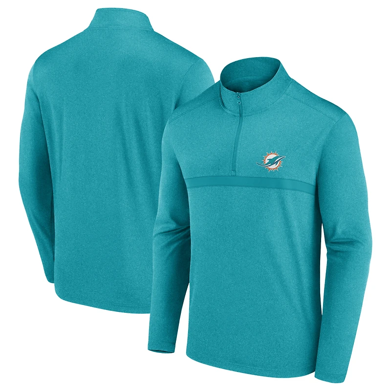 Pull Fanatics Aqua Miami Dolphins à quart de zip pour homme
