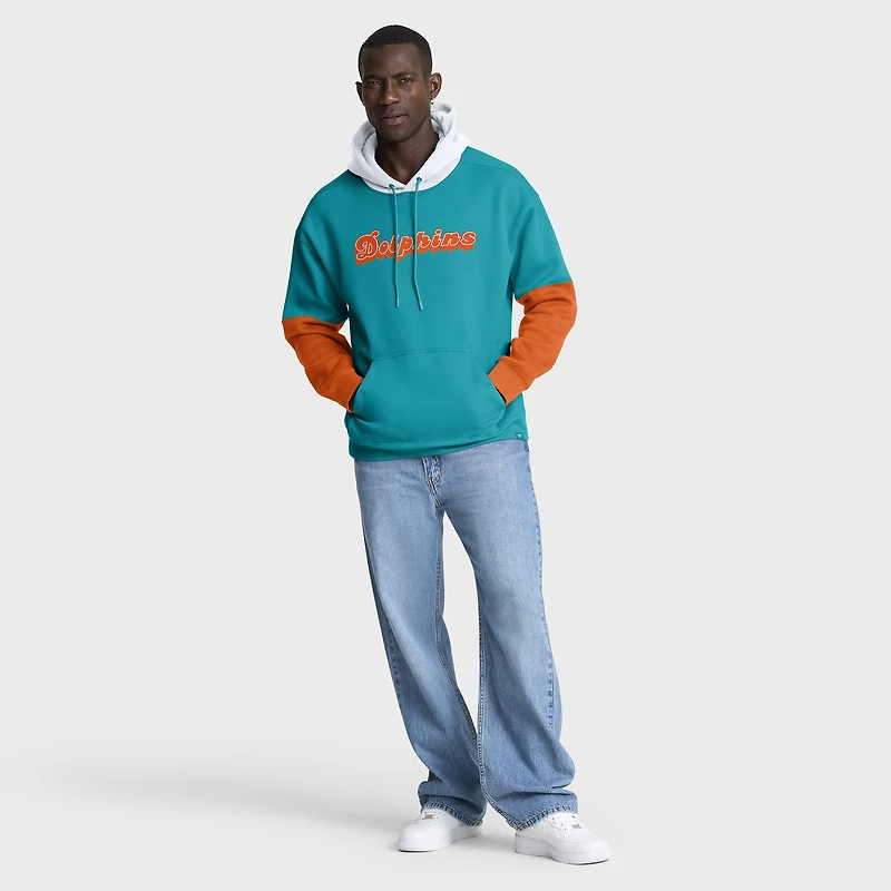 Men's Fanatics Aqua Miami Dolphins Helmet Retro Pullover Hoodie