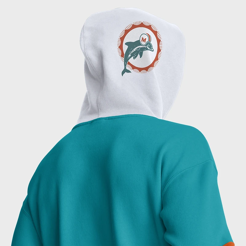 Men's Fanatics Aqua Miami Dolphins Helmet Retro Pullover Hoodie