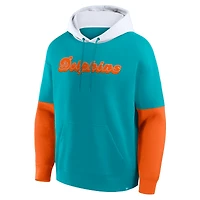 Men's Fanatics Aqua Miami Dolphins Helmet Retro Pullover Hoodie