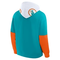 Men's Fanatics Aqua Miami Dolphins Helmet Retro Pullover Hoodie