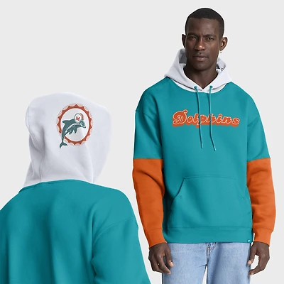 Men's Fanatics Aqua Miami Dolphins Helmet Retro Pullover Hoodie