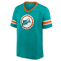 T-shirt col V Hashmark Premium Fanatics Aqua Miami Dolphins pour homme