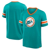 T-shirt col V Hashmark Premium Fanatics Aqua Miami Dolphins pour homme