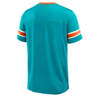 T-shirt col V Hashmark Premium Fanatics Aqua Miami Dolphins pour homme