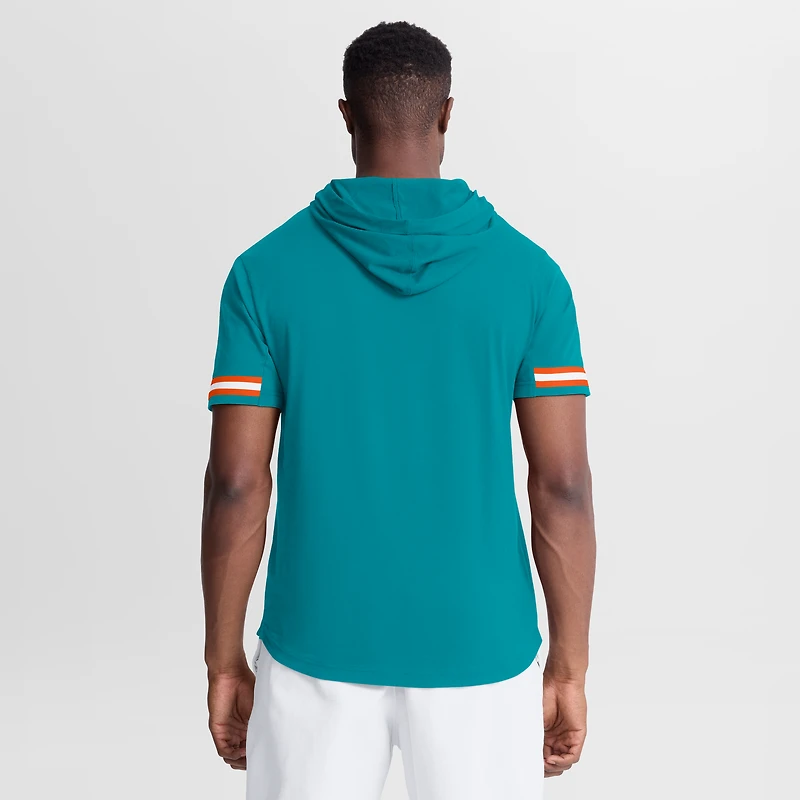 T-shirt à capuche manches courtes Fanatics Aqua Miami Dolphins Optimal Play pour homme